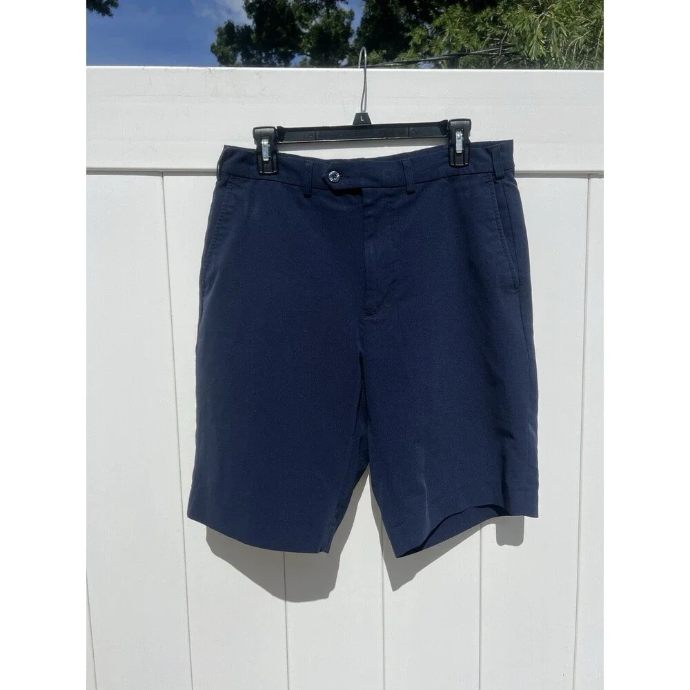 Monterey Club Golf Short Men Size 32 Chino Classic Navy Blue